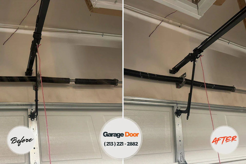 Before and after: garage door repair Falmouth Foreside, ME